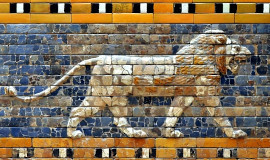 Muur van Ishtar Poort in Babylon